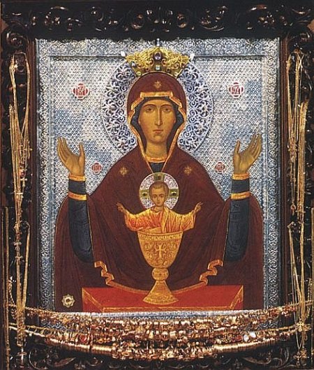 Ikone GM Unversiegbare Kelch Holz икона Богородица Неупиваемая чаша 12x10x2 cm 