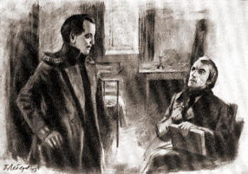 Белинский посещает Лермонтова на гауптвахте в Ордонансгаузе