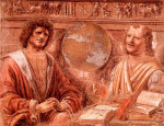 Плачущий Гераклит и смеющийся Демокрит. Итальянская фреска 1477 г.